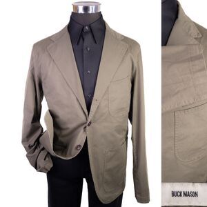 Buck Mason Unlined Chore Blazer Khaki - Size Large Sport Coat Patch Pockets